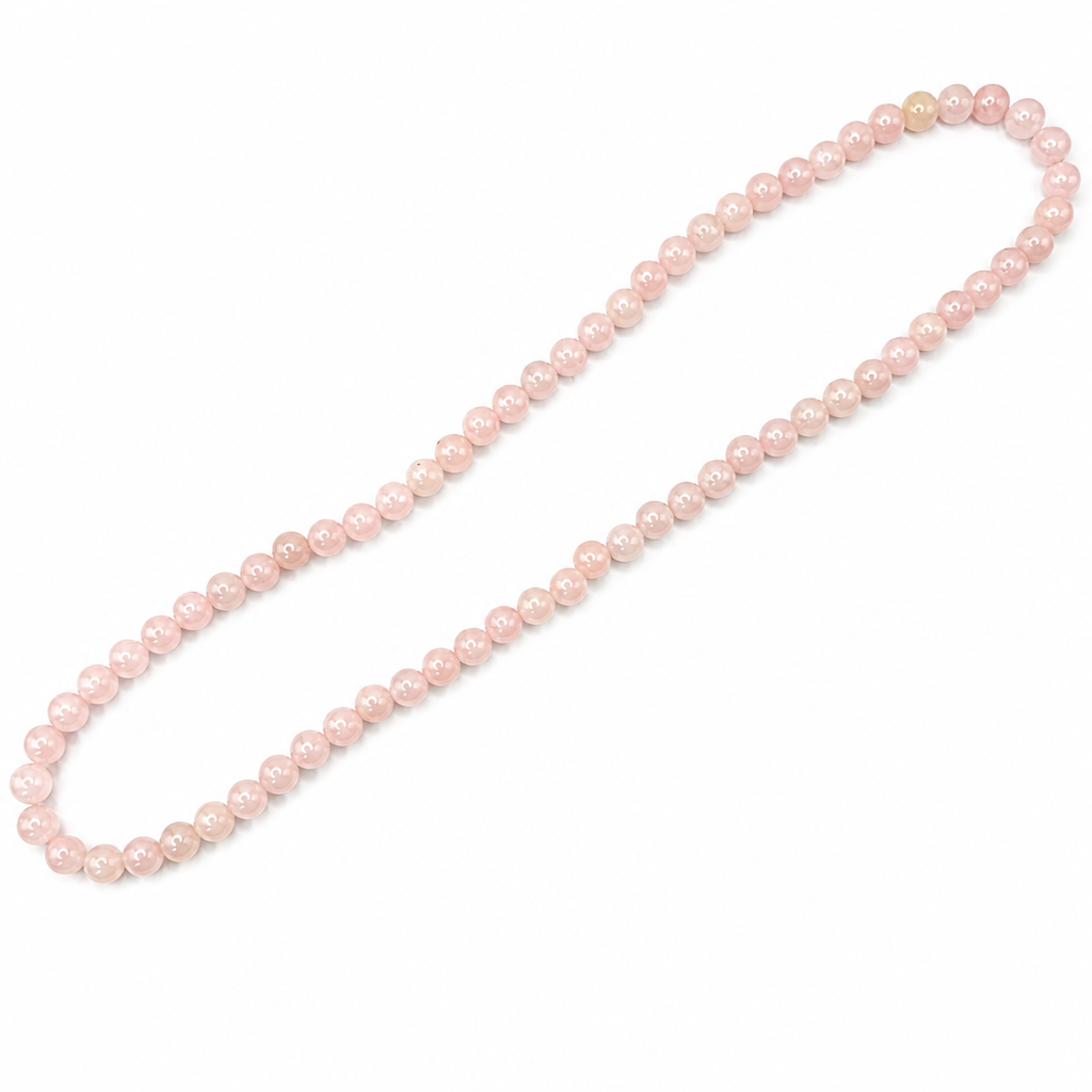 Rose Quartz Beaded Stretch Necklace 6mm • No Clasp • Love & Healing Crystal Jewelry • Handmade - Shop of Small Creations, LLC