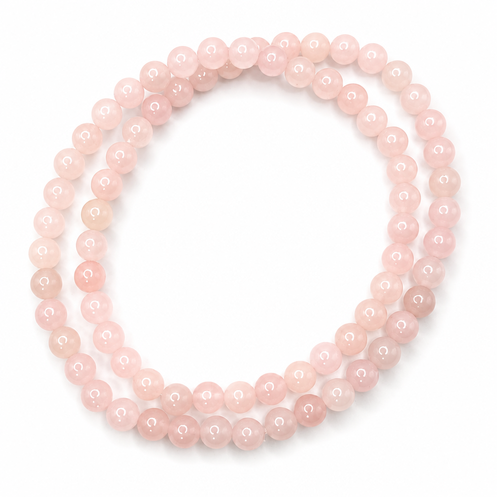 Rose Quartz Beaded Stretch Necklace 6mm • No Clasp • Love & Healing Crystal Jewelry • Handmade - Shop of Small Creations, LLC