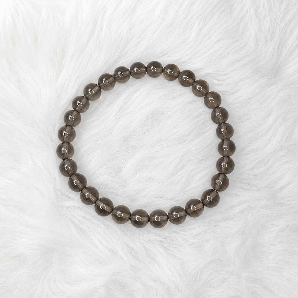 Smoky Quartz Beaded Stretch Bracelet 6mm • No Clasp • Grounding & Clarity Crystal Jewelry • Handmade