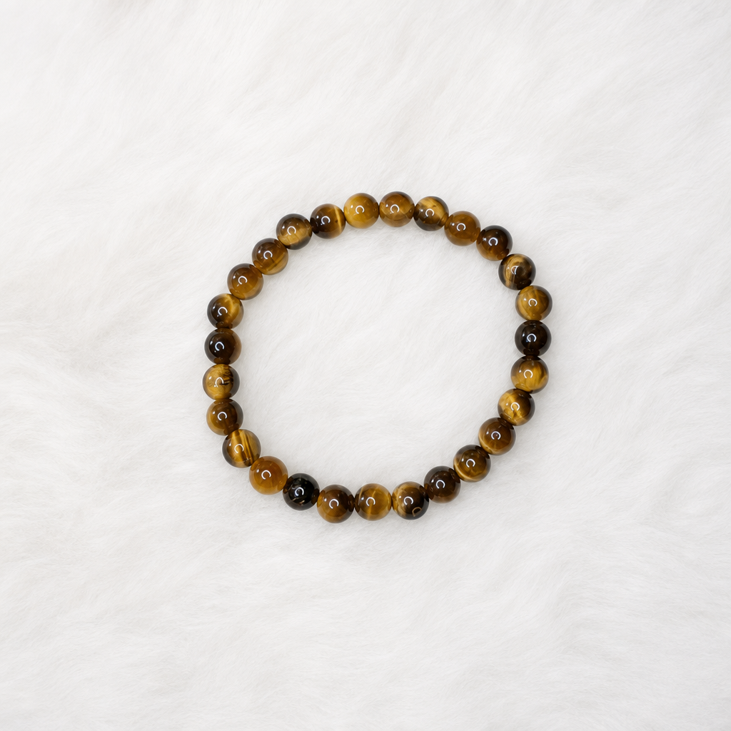 Tiger’s Eye Beaded Stretch Bracelet 6mm • No Clasp • Confidence, Focus Crystal Jewelry • Handmade - Shop of Small Creations, LLC