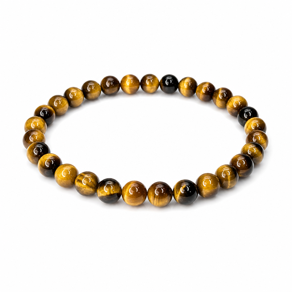 Tiger’s Eye Beaded Stretch Bracelet 6mm • No Clasp • Confidence, Focus Crystal Jewelry • Handmade - Shop of Small Creations, LLC