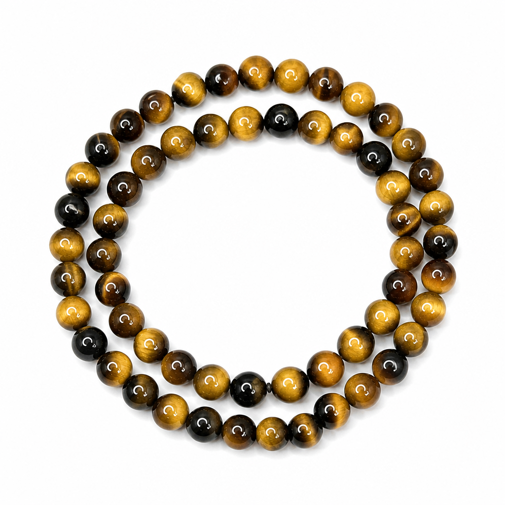 Tiger’s Eye Beaded Stretch Necklace 6mm • No Clasp • Confidence, Focus Crystal Jewelry • Handmade - Shop of Small Creations, LLC