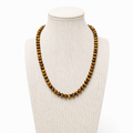 Tiger’s Eye Rondelle Beaded Stretch Necklace 6mm • No Clasp • Confidence, Focus Crystal Jewelry • Handmade