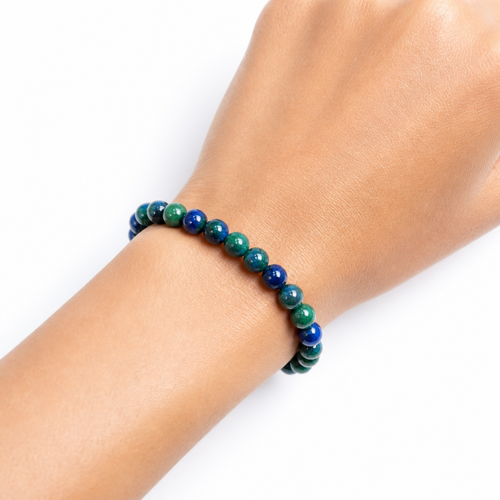 Azurite Beaded Stretch Bracelet 6mm | Insight Intuition Clarity, Healing Crystal Jewelry, Gift for Her - Shop of Small Creations, LLC