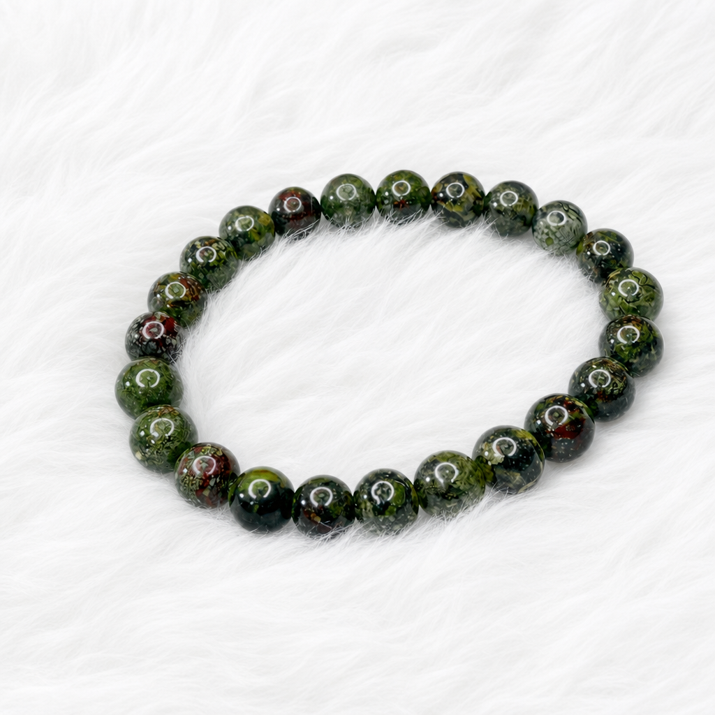Dragon Blood Jasper Beaded Stretch Bracelet/Anklet 8mm — Strength, Courage &amp; Spiritual Beauty • No Clasp - Shop of Small Creations, LLC
