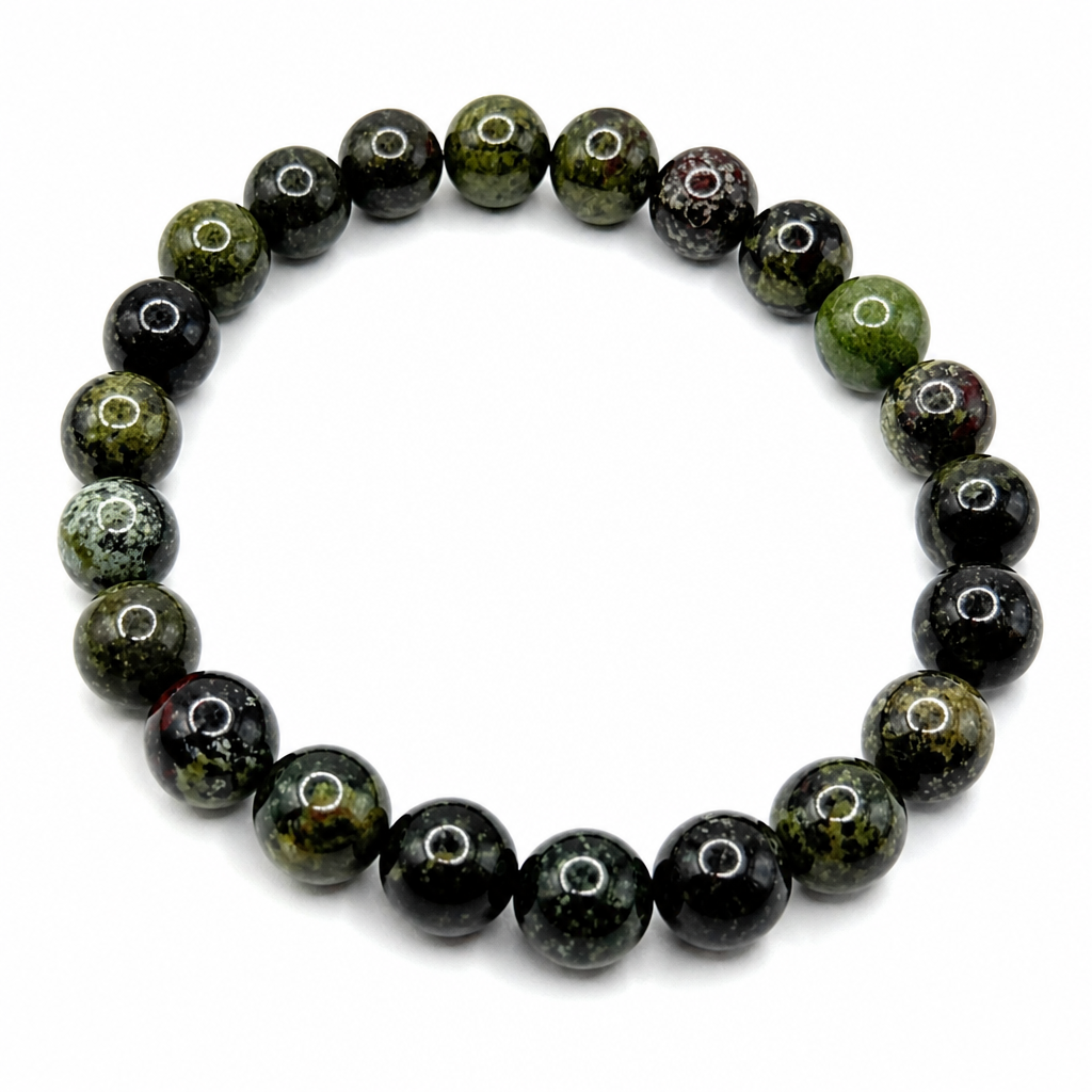 Dragon Blood Jasper Beaded Stretch Bracelet/Anklet 8mm — Strength, Courage &amp; Spiritual Beauty • No Clasp - Shop of Small Creations, LLC