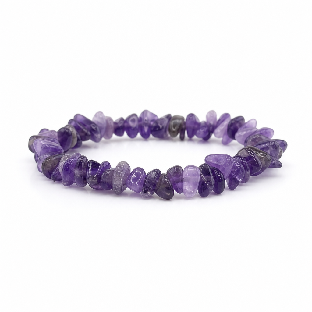 Amethyst Chip Stretch Bracelet 3-5mm • No Clasp • Calm & Clarity Crystal Jewelry • Handmade