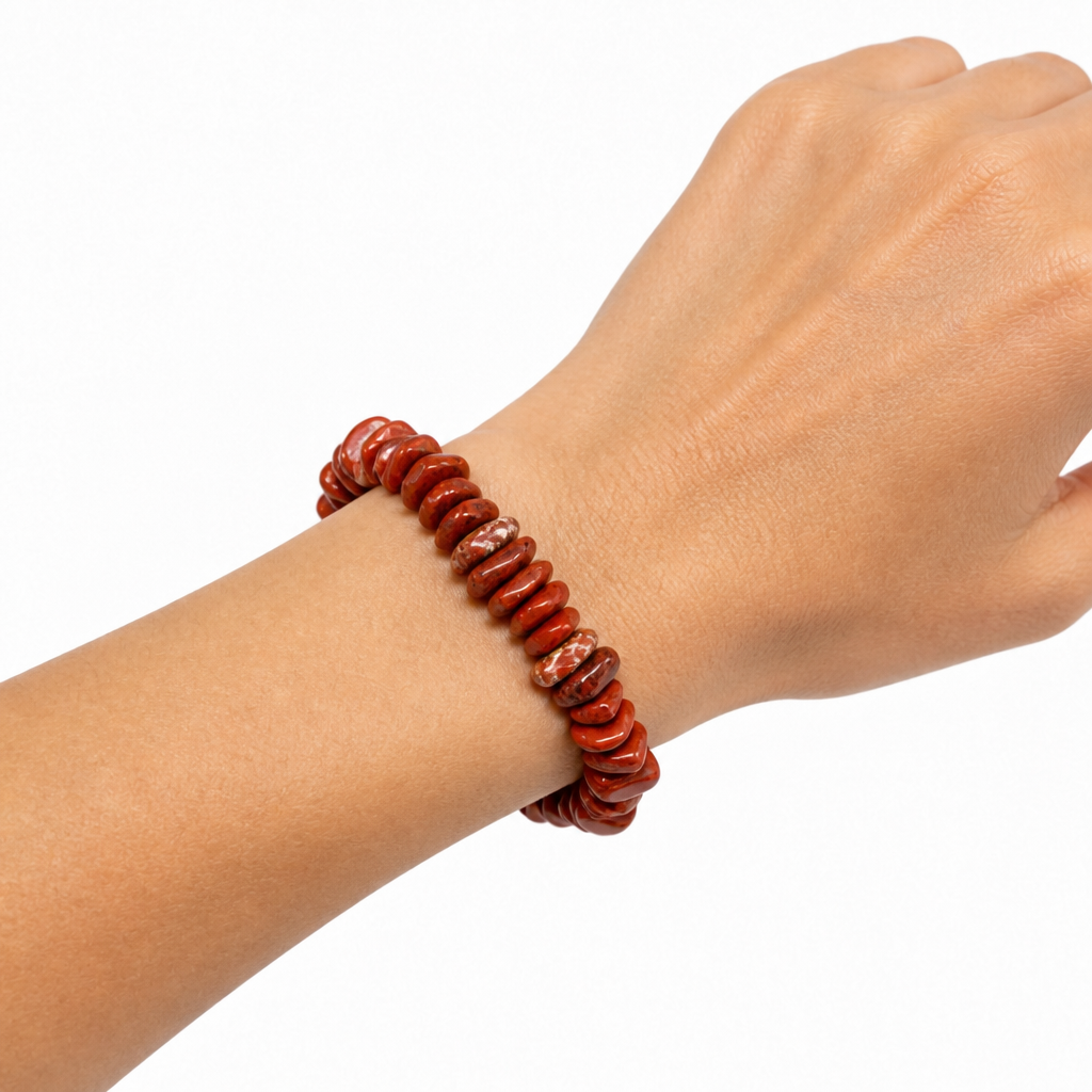 Red Jasper Chip Beaded Stretch Bracelet 3-5mm • No Clasp • Strength &amp; Grounding Crystal Jewelry