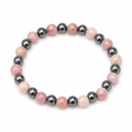 Rhodochrosite, Hematite Beaded Stretch Bracelet - 6mm | Made to Order, No Clasp