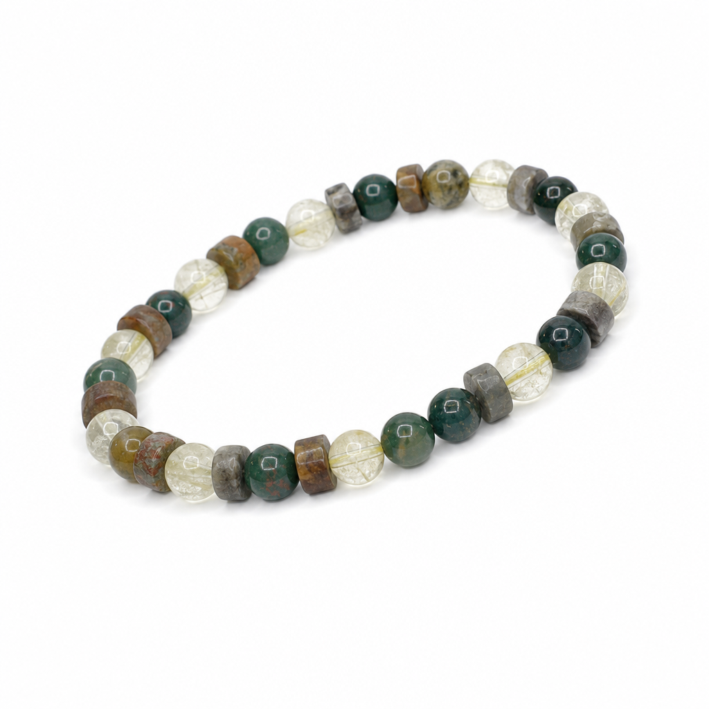 Citrine, Bloodstone, Red Creek Jasper 6mm Beaded Stretch Bracelet • Energy & Strength Crystal Jewelry