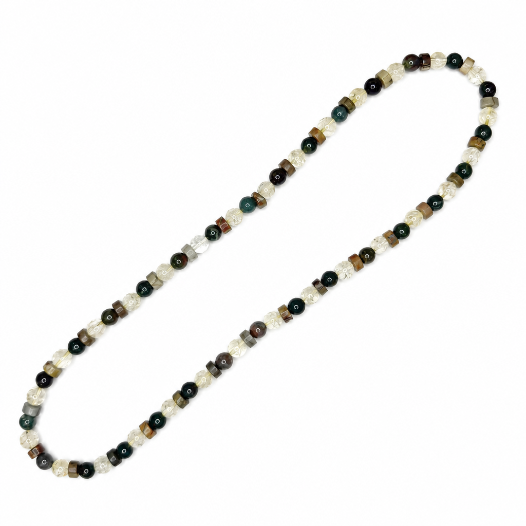Citrine, Bloodstone, Red Creek Jasper 6mm Beaded Stretch Necklace • Energy & Strength Crystal Jewelry
