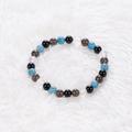Black Onyx Smoky Quartz Apatite Clear Quartz Stretch Bracelet 6mm • Protection & Clarity Crystal Jewelry