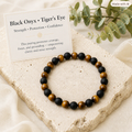 Black Onyx, Tiger's Eye 6mm Stretch Bracelet - Confidence, Strength, Focus, Handmade