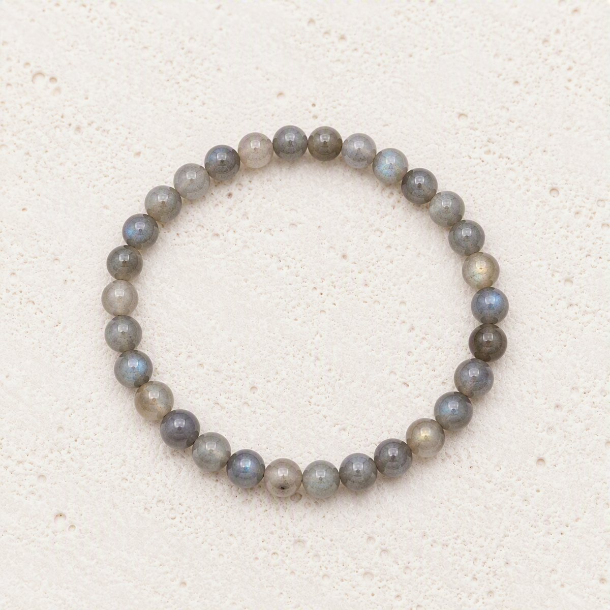 Labradorite Beaded Stretch Bracelet 6mm, Blue Flash Crystal Jewelry, Spiritual Protection Stone, Gift for Her