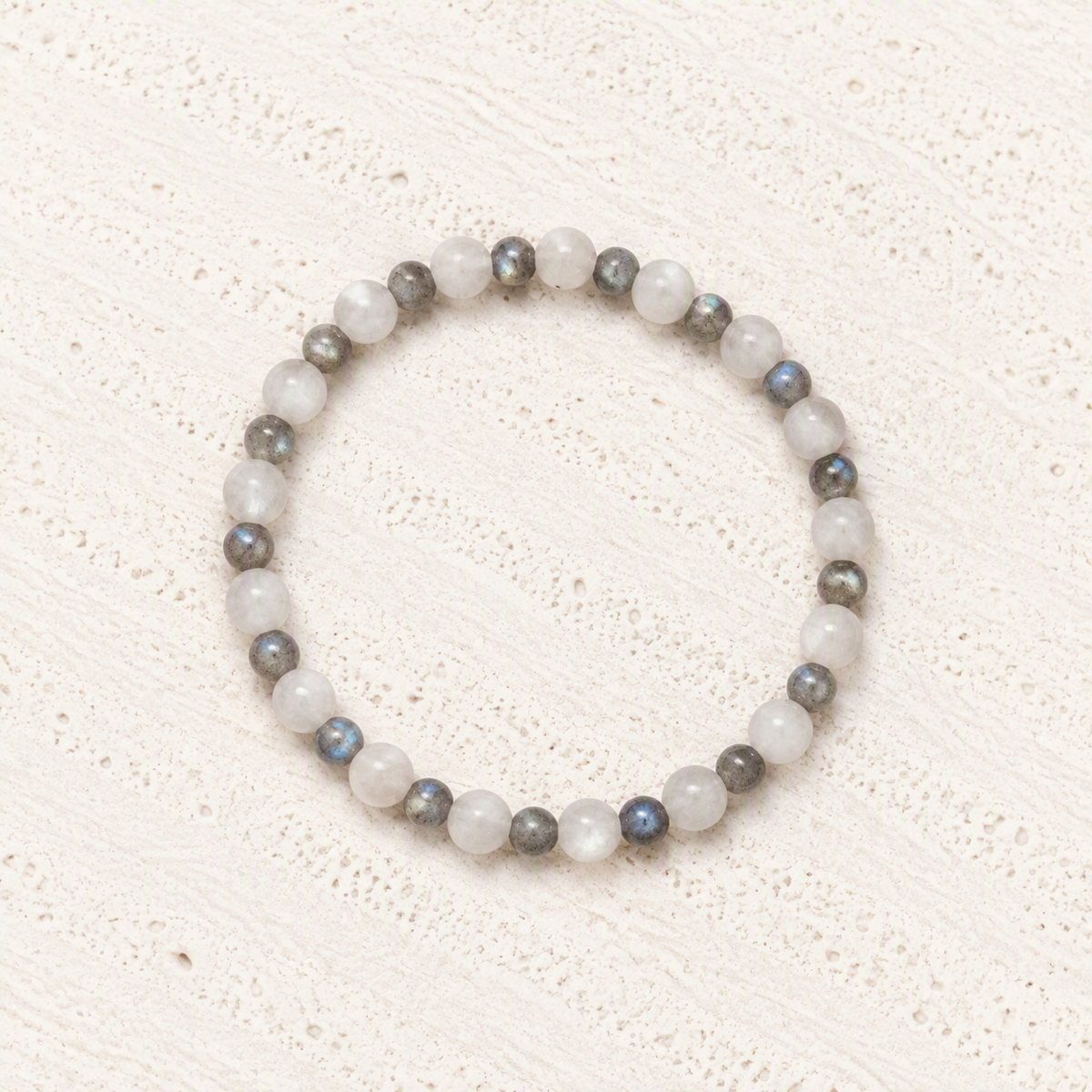 Moonstone, Labradorite Beaded Stretch Bracelet, 6mm Natural Gemstone Beads, Intuition Crystal, Protection Jewelry, Spiritual Stretch Bracelet