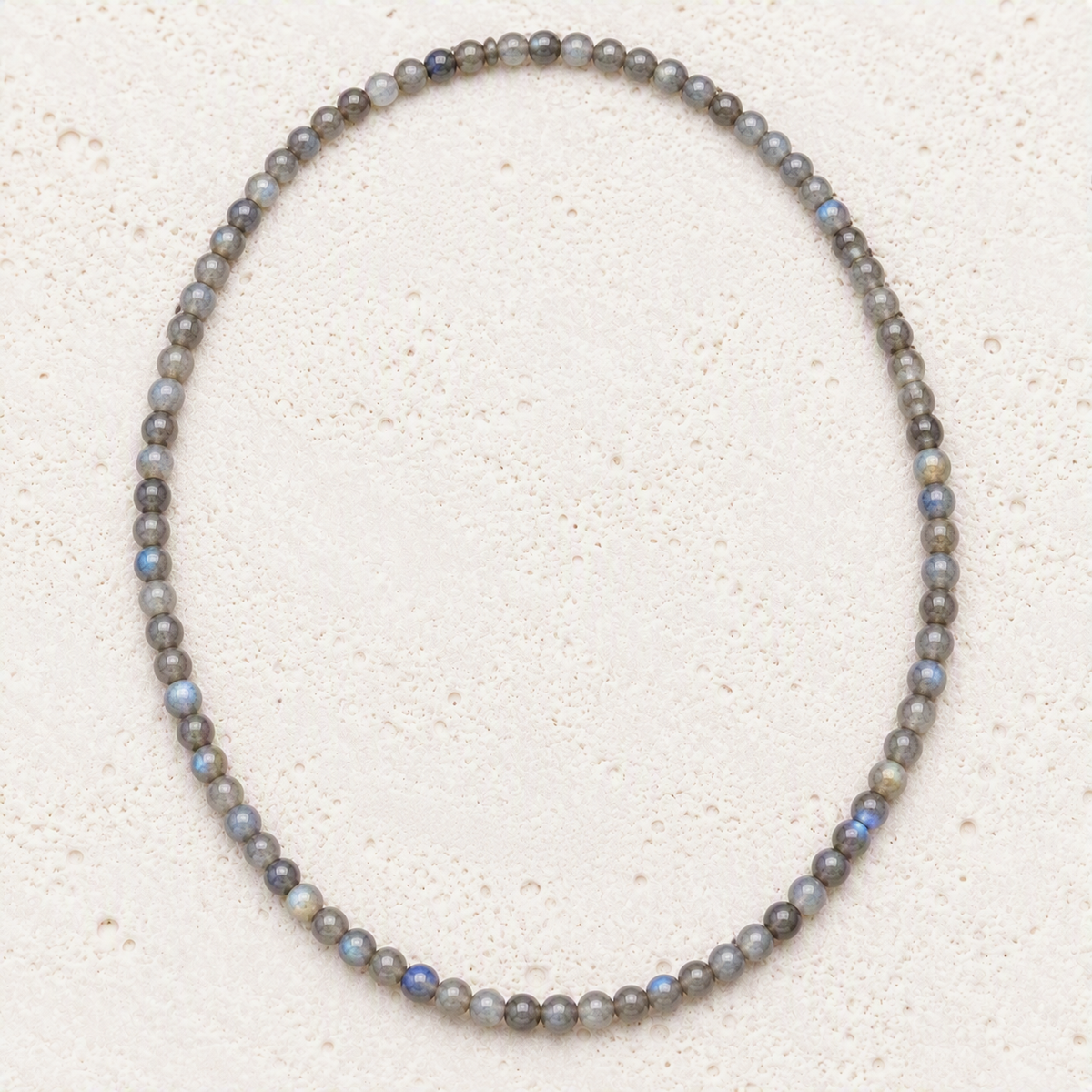 Labradorite Beaded Stretch Necklace 6mm, Blue Flash Crystal, Beaded Stretch Necklace, Spiritual Protection Jewelry