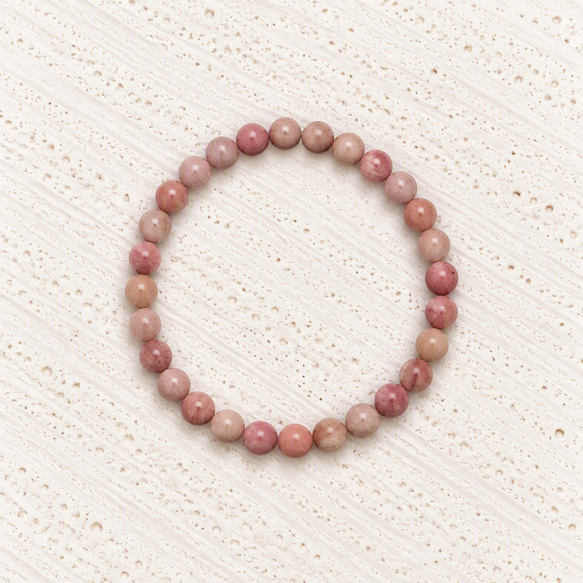 Rhodochrosite Beaded Stretch Bracelet – 6mm, Natural Pink Gemstone, Love Crystal, Heart Chakra Jewelry, Spiritual Gift