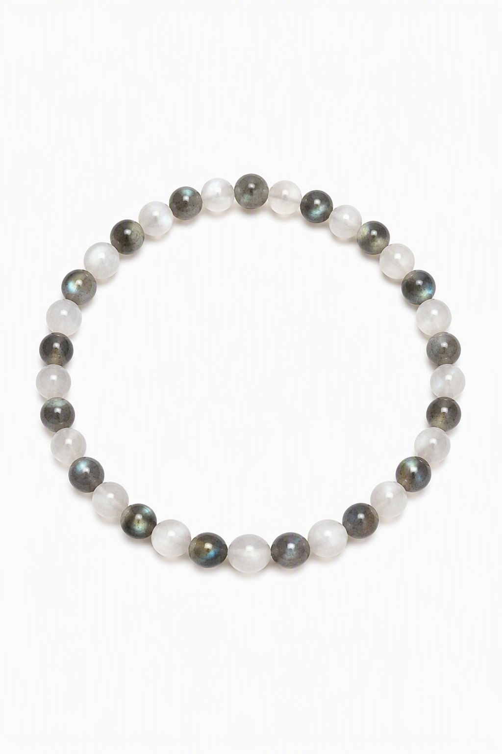 Moonstone, Labradorite Beaded Stretch Bracelet, 6mm Natural Gemstone Beads, Intuition Crystal, Protection Jewelry, Spiritual Stretch Bracelet
