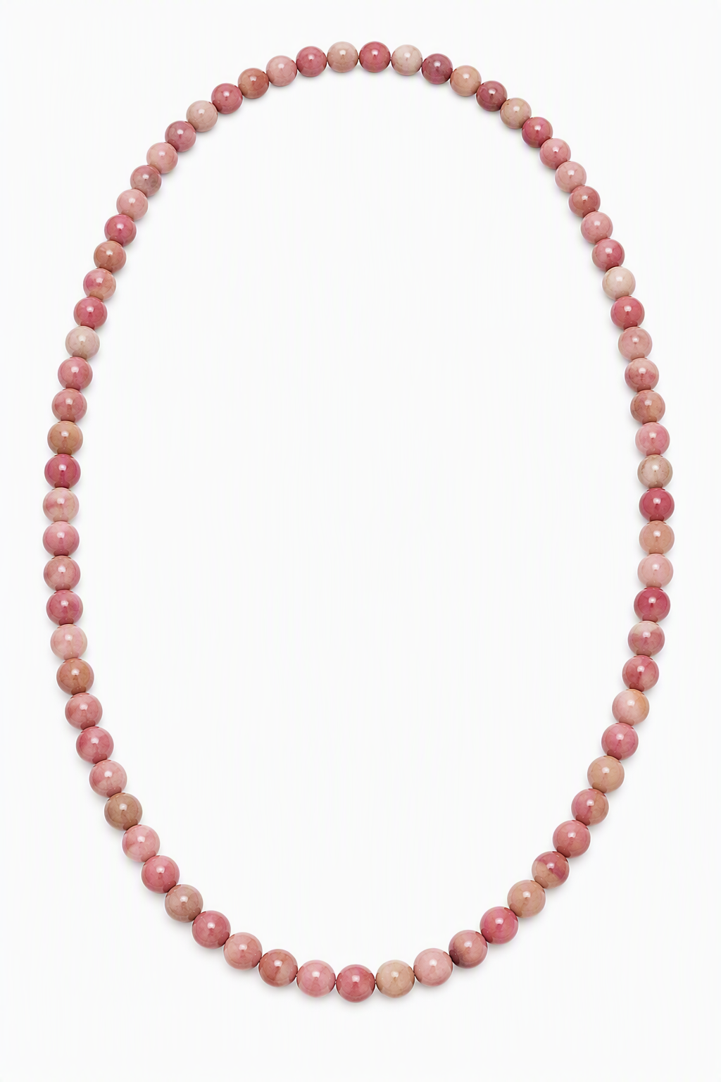 Rhodochrosite Beaded Stretch Necklace 6mm, Natural Pink, Love Crystal, Heart Chakra Jewelry