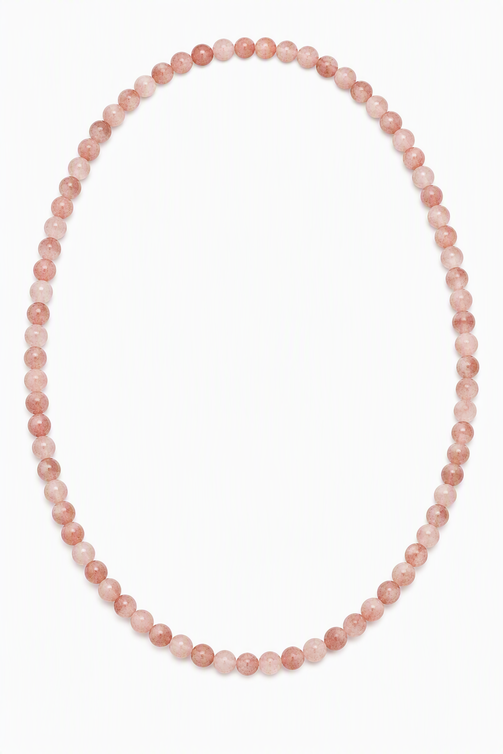 Strawberry Quartz Beaded Stretch Necklace, 6mm Natural Gemstone Beads, Pink Crystal Stretch Necklace, Love Stone, Spiritual Jewelry Gift