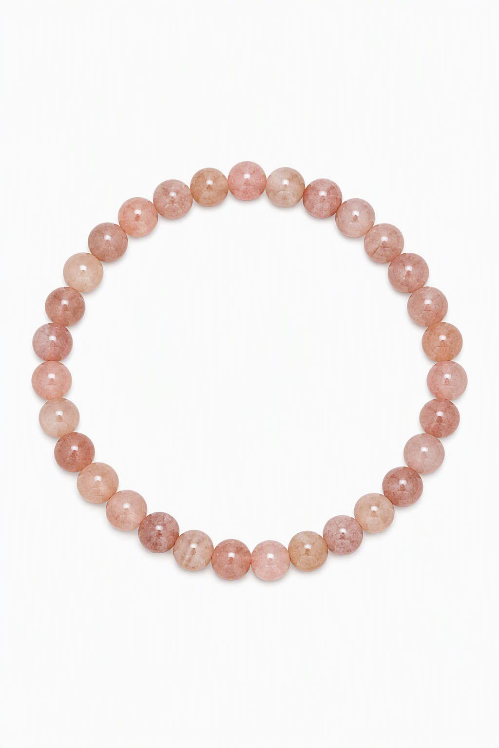 Strawberry Quartz Beaded Stretch Bracelet – 6mm, Natural Gemstone Beads, Pink Crystal Stretch Bracelet, Love Stone, Spiritual Jewelry, Gift for Her