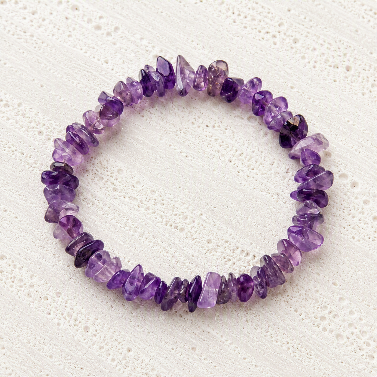 Amethyst Chip Stretch Bracelet 3-5mm - Handmade for Calm & Clarity