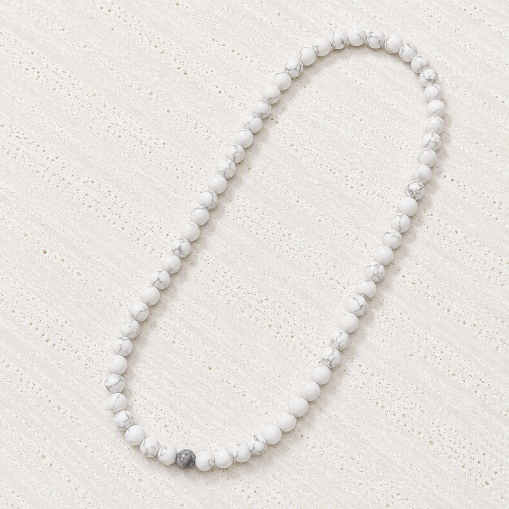 White Howlite Matte 6mm Stretch Necklace • Calm, Balance, Inner Peace