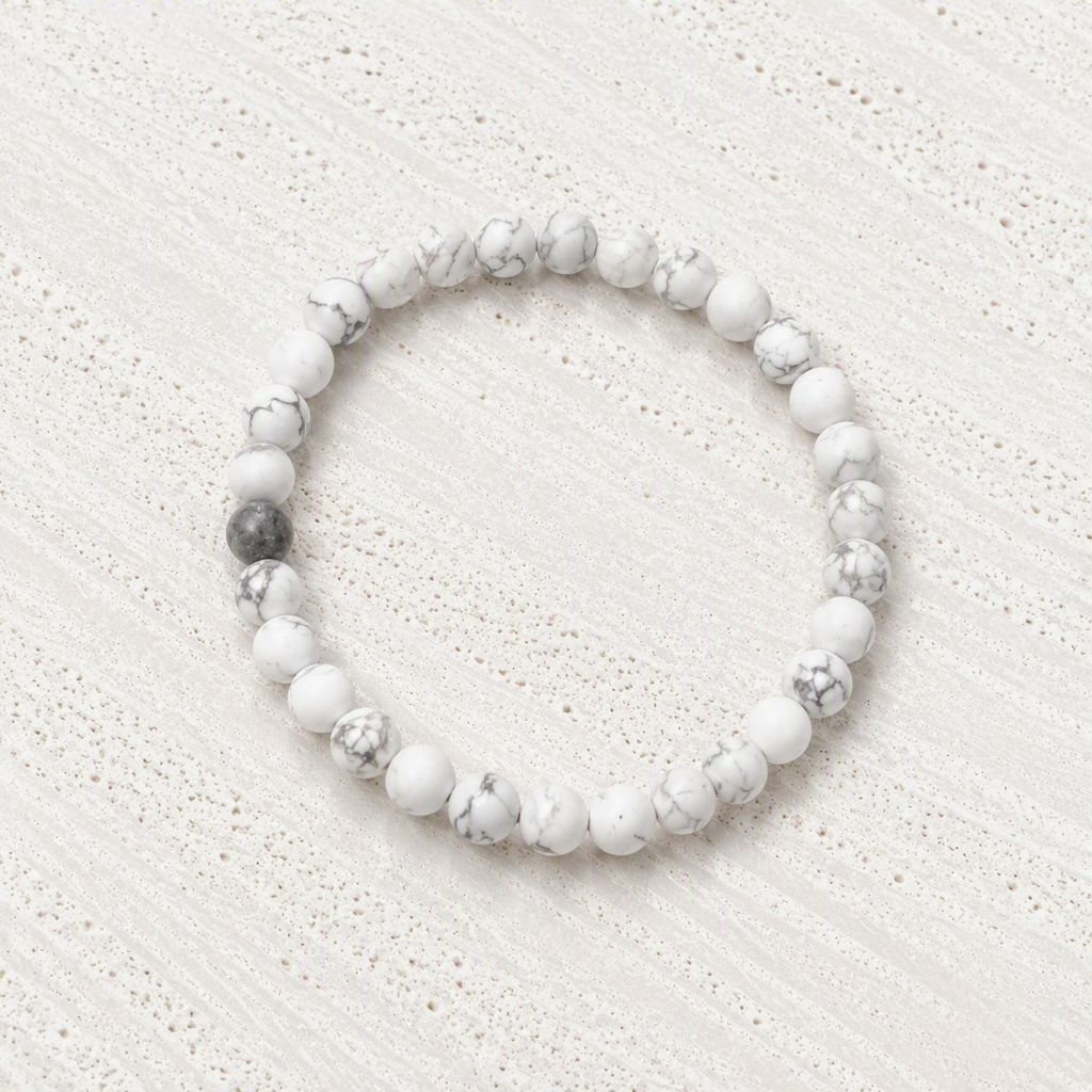 White Howlite Matte 6mm Stretch Bracelet • Calm, Balance, Patience