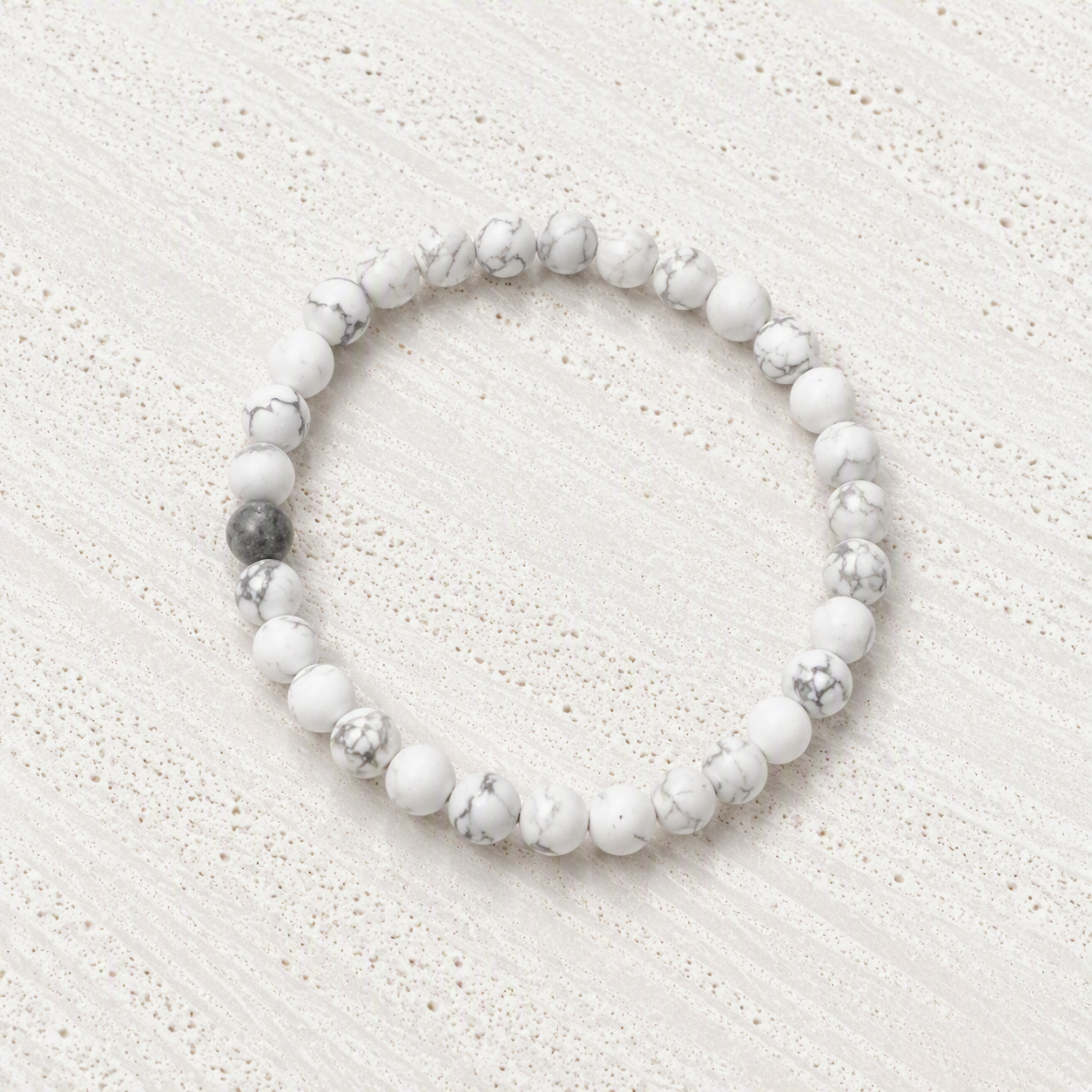 White Howlite Matte 6mm Stretch Bracelet • Calm, Balance, Patience