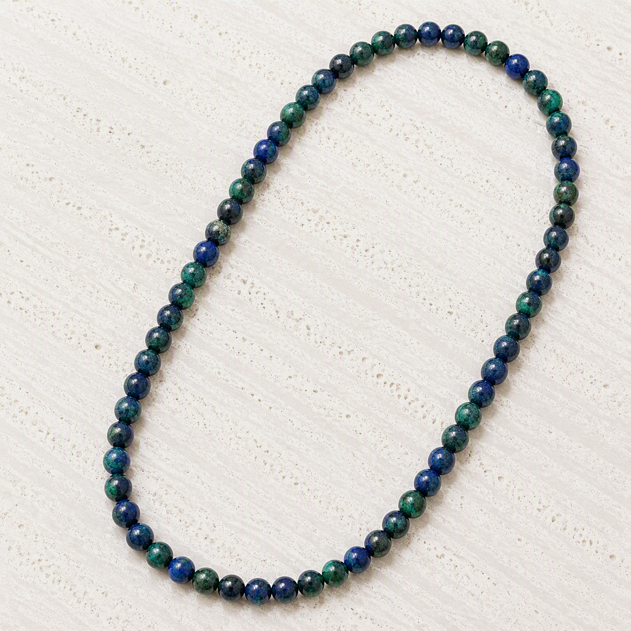 Azurite 6mm Stretch Beaded Necklace - Intuition, Clarity, Inspiration, Handmade