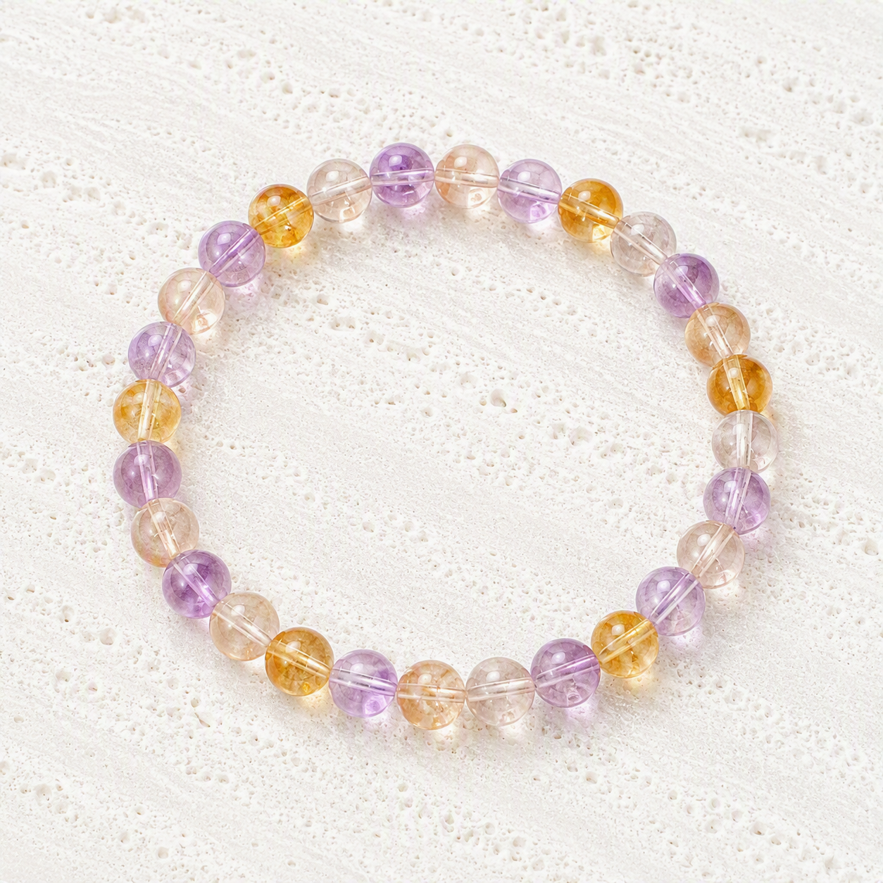 Ametrine Beaded Stretch Bracelet 6mm - Spiritual Beauty - Easy Wear Stretch Cord - Handmade Crystal Jewelry