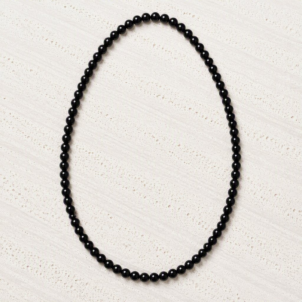 Black Onyx 6mm Beaded Stretch Necklace • Strength, Protection, Confidence