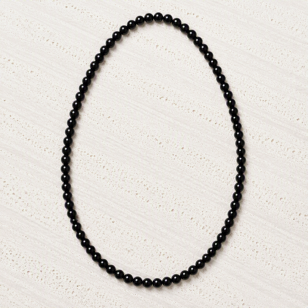 Black Onyx 6mm Beaded Stretch Necklace • Strength, Protection, Confidence