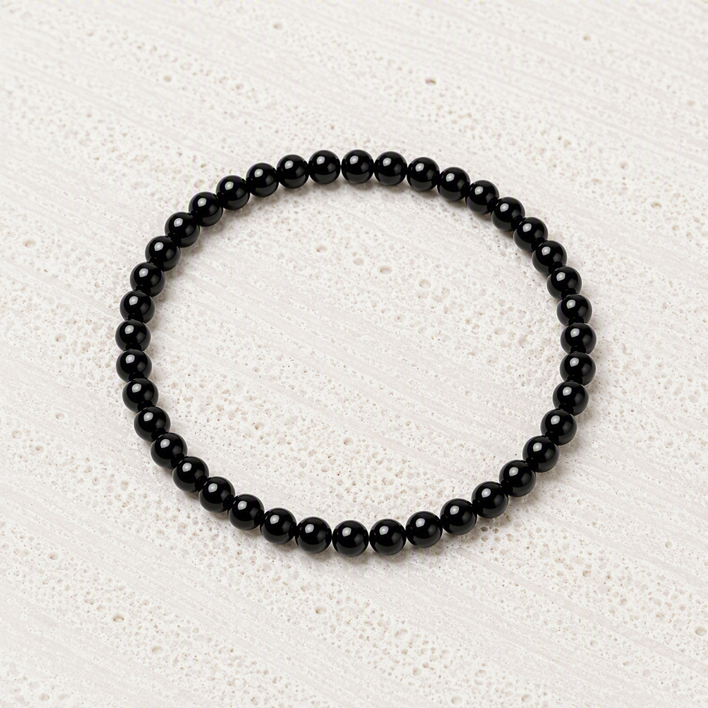 Black Onyx 6mm Beaded Stretch Bracelet • Strength, Protection, Confidence