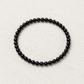Black Tourmaline Beaded Stretch Bracelet, 6mm Gemstone, Protection Crystal, Root Chakra Jewelry