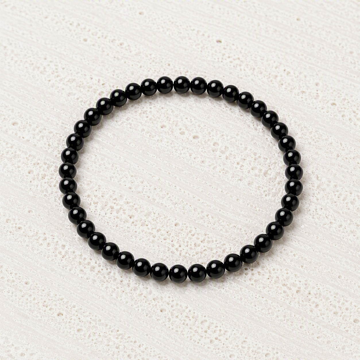 Black Onyx 6mm Beaded Stretch Bracelet • Strength, Protection, Confidence