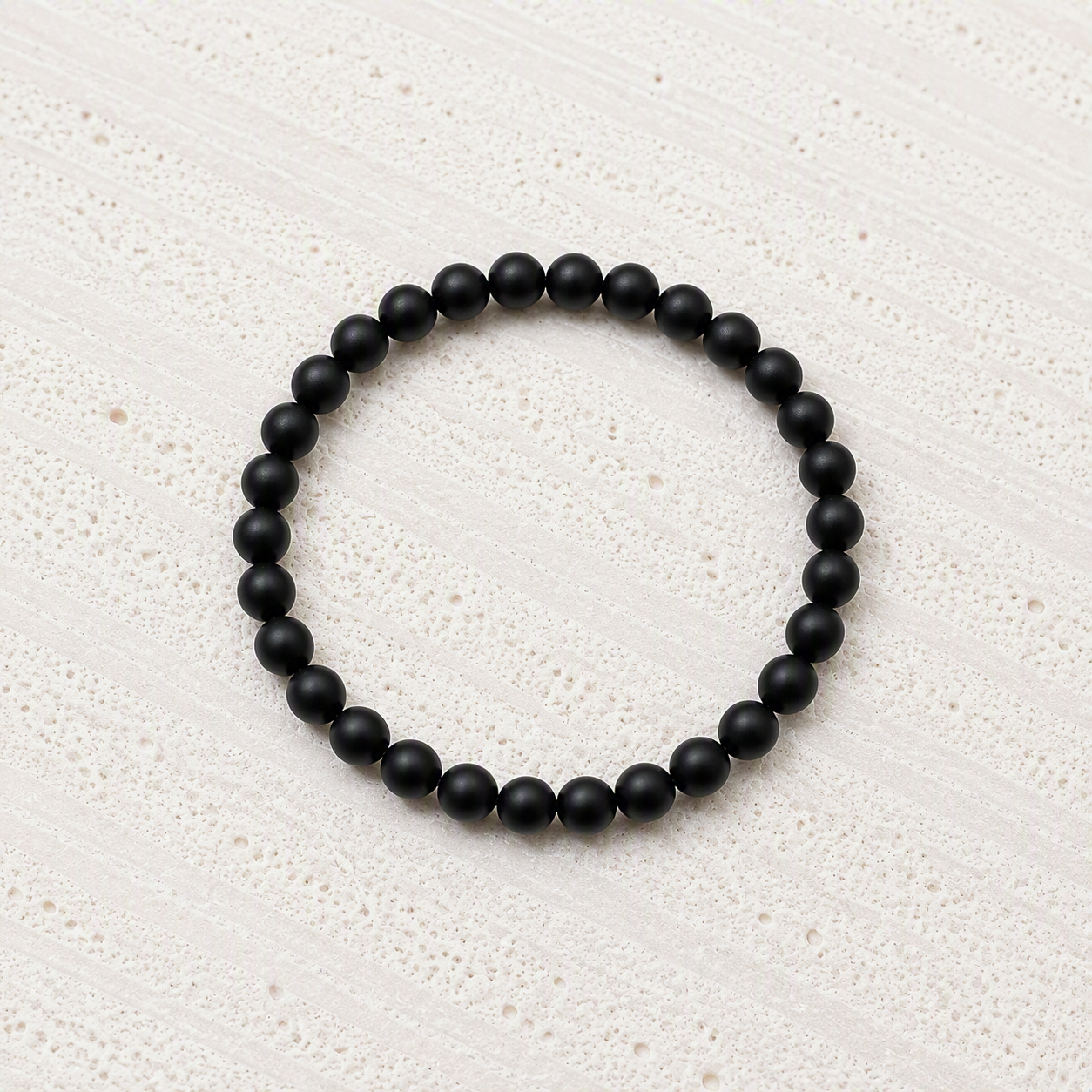 Black Onyx Matte 6mm Beaded Stretch Bracelet • Strength, Protection &amp; Confidence