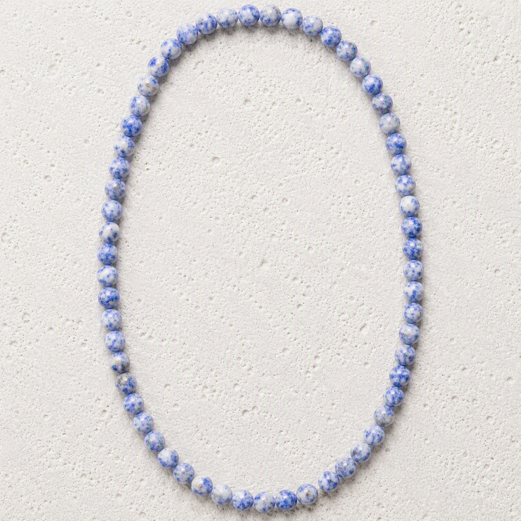 Brazil Sodalite Matte Stretch Beaded Necklace 6mm - Clarity, Wisdom, Confidence, Handmade
