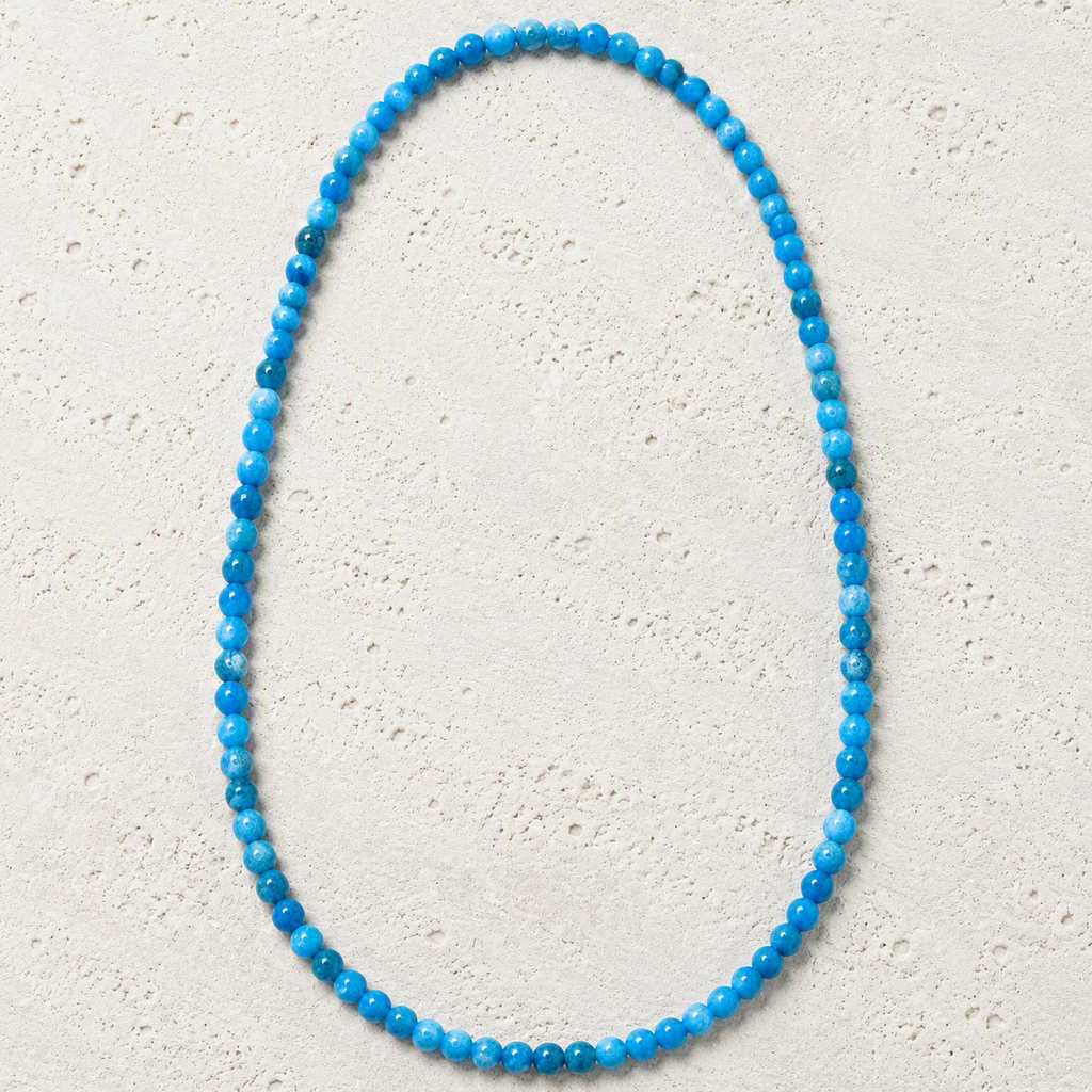 Blue Apatite Beaded Stretch Necklace 6mm • Inspiration, Focus, Possibility