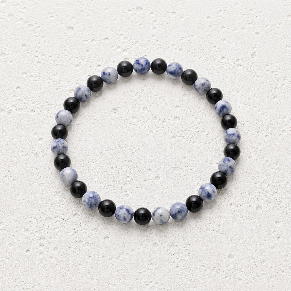 Black Onyx, Matte Brazil Sodalite 6mm Stretch Bracelet • Confidence, Clarity, Inner Strength