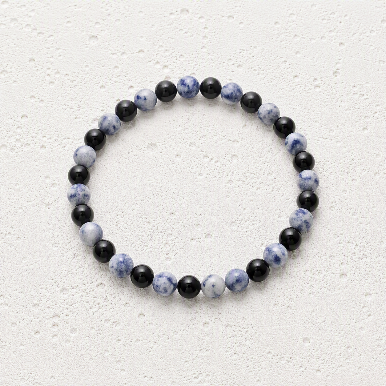 Black Onyx, Matte Brazil Sodalite 6mm Stretch Bracelet • Confidence, Clarity, Inner Strength