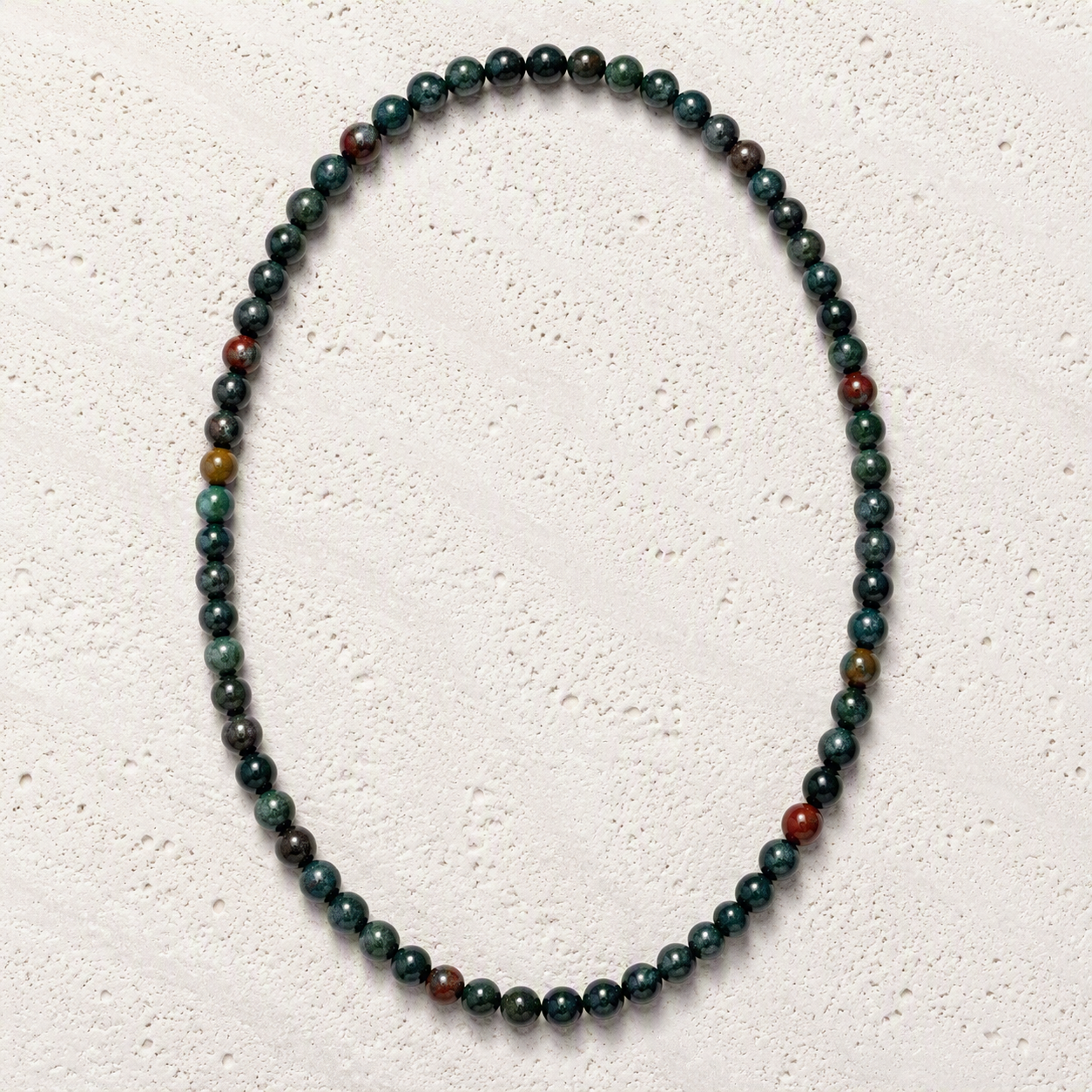 Bloodstone Beaded Stretch Necklace 6mm • Courage, Strength, Grounding
