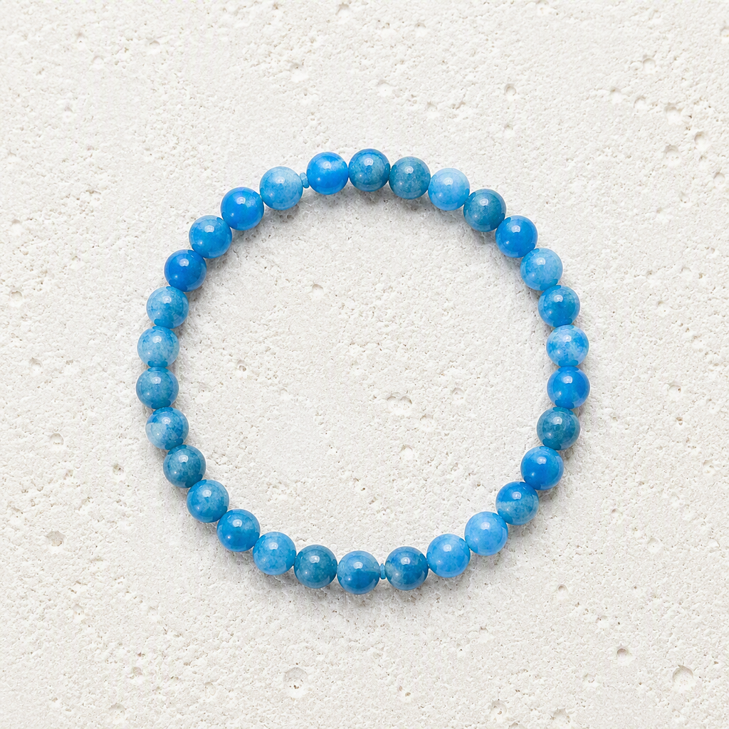 Blue Apatite 6mm Beaded Stretch Bracelet • Motivation, Inspiration, Personal Growth