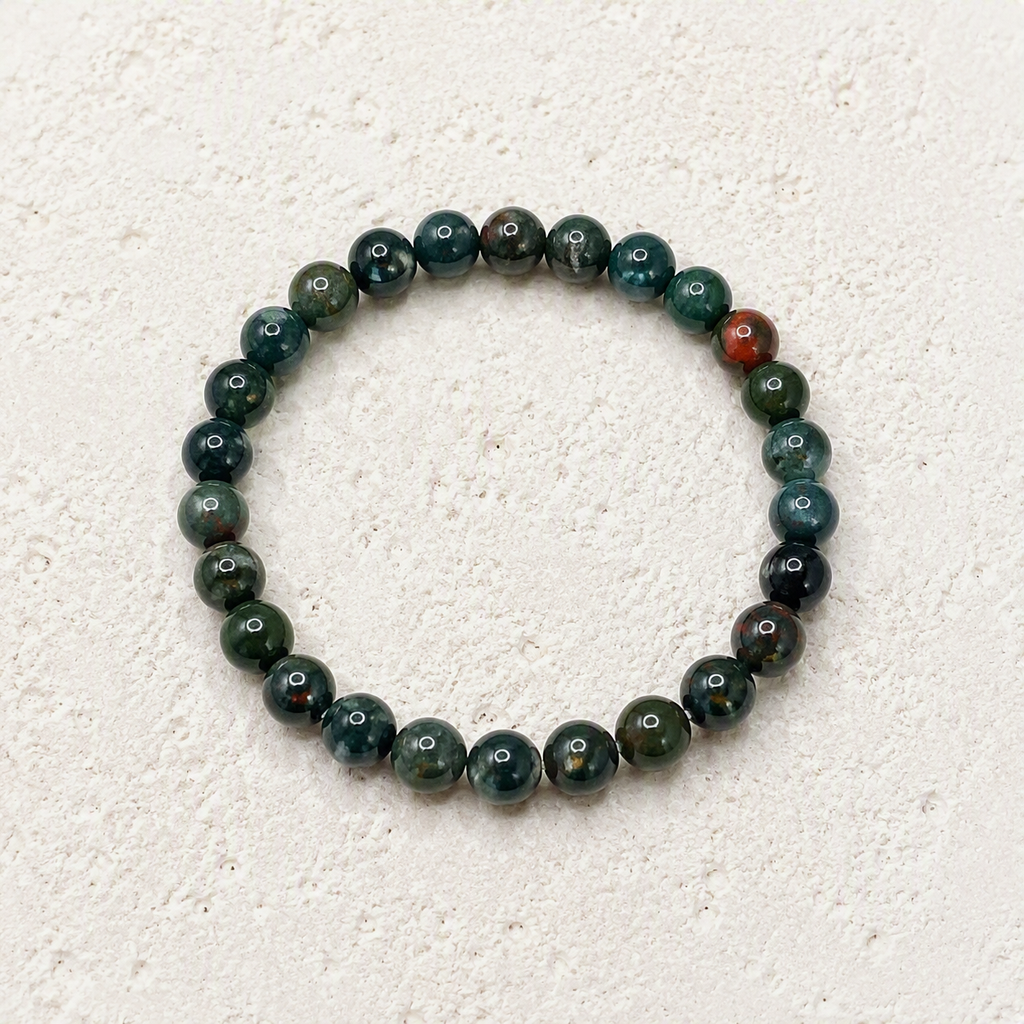 Bloodstone Beaded Stretch Bracelet 6mm • Courage, Strength, Grounding