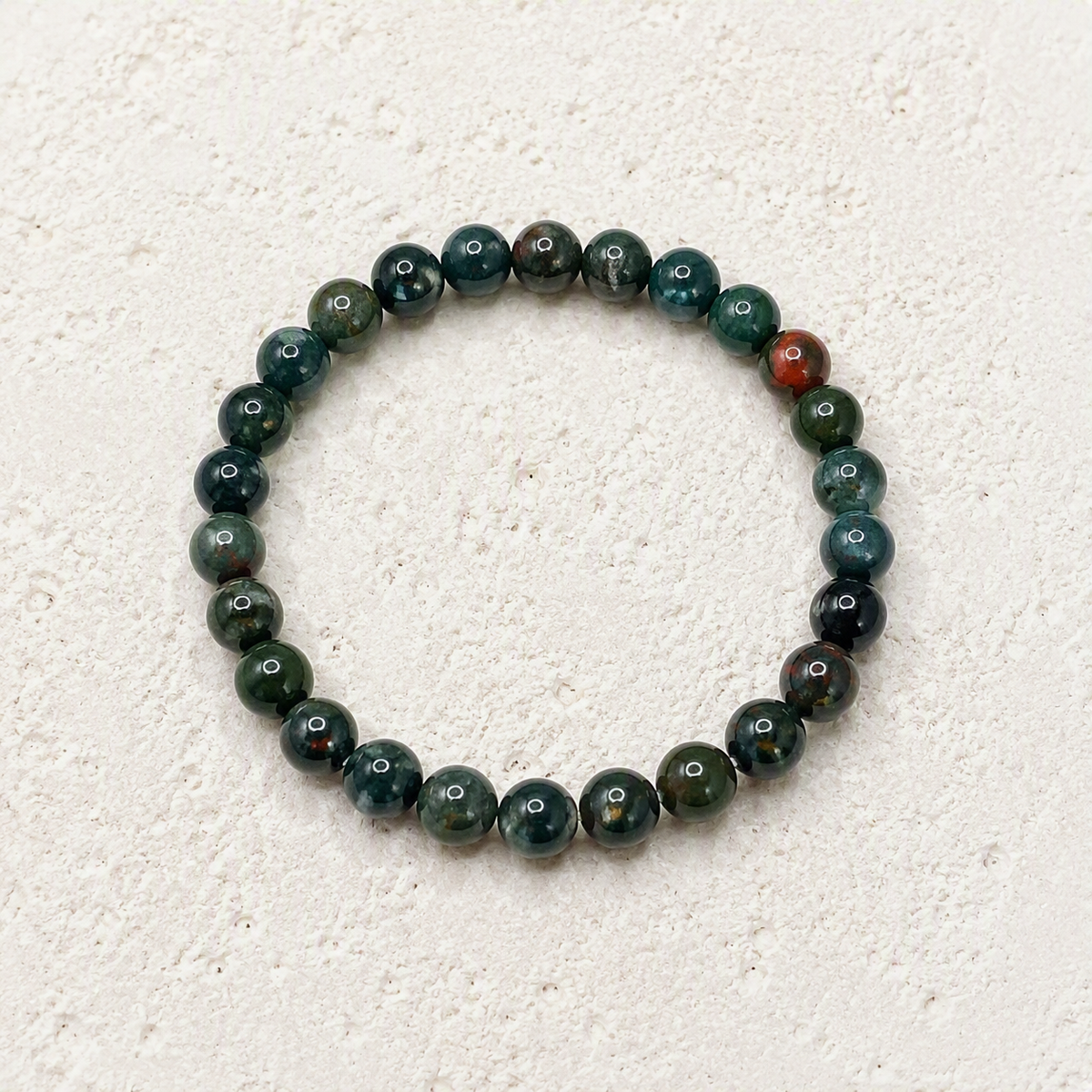 Bloodstone Beaded Stretch Bracelet 6mm • Courage, Strength, Grounding