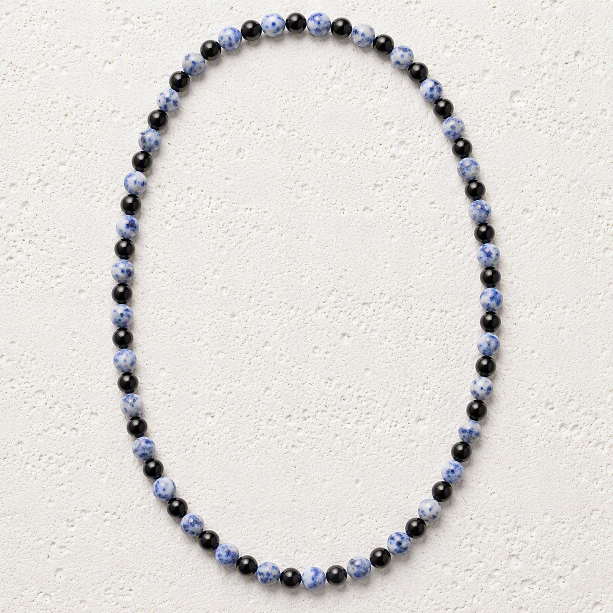 Black Onyx, Matte Brazil Sodalite 6mm Beaded Stretch Necklace • Confidence, Clarity, Inner Strength