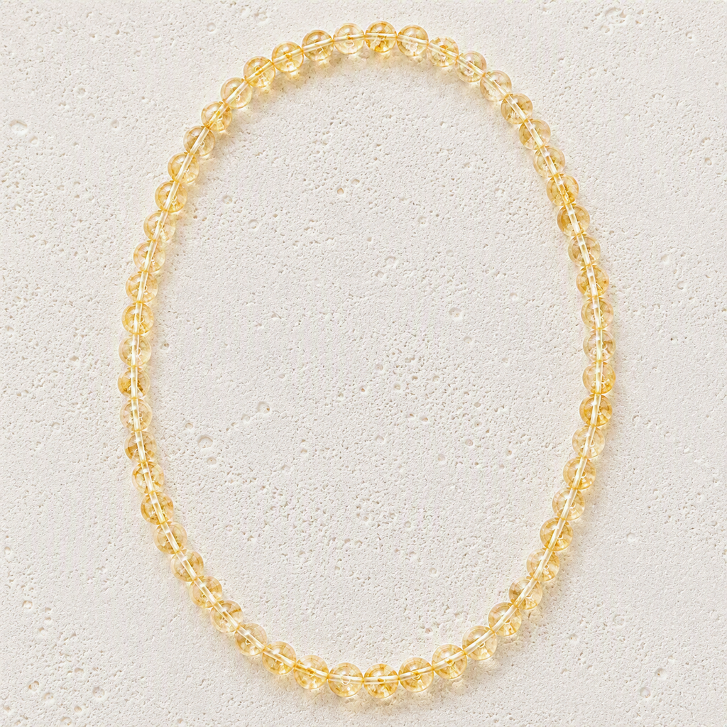 Citrine Beaded Stretch Necklace 6mm - Abundance, Joy, Positive Energy