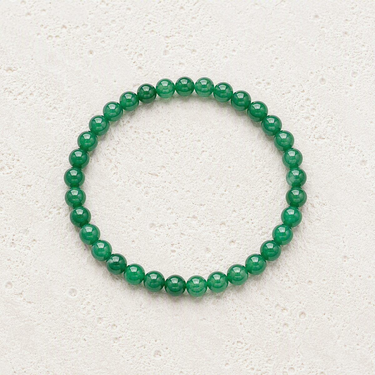 Emerald Green Quartz Beaded Stretch Bracelet 6mm - Growth, Harmony, Positive Energy