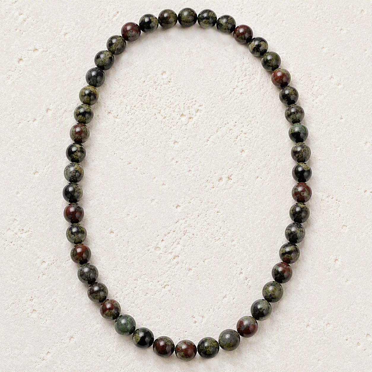 Dragon Blood Jasper 8mm Beaded Stretch Necklace • Courage, Strength, Vitality