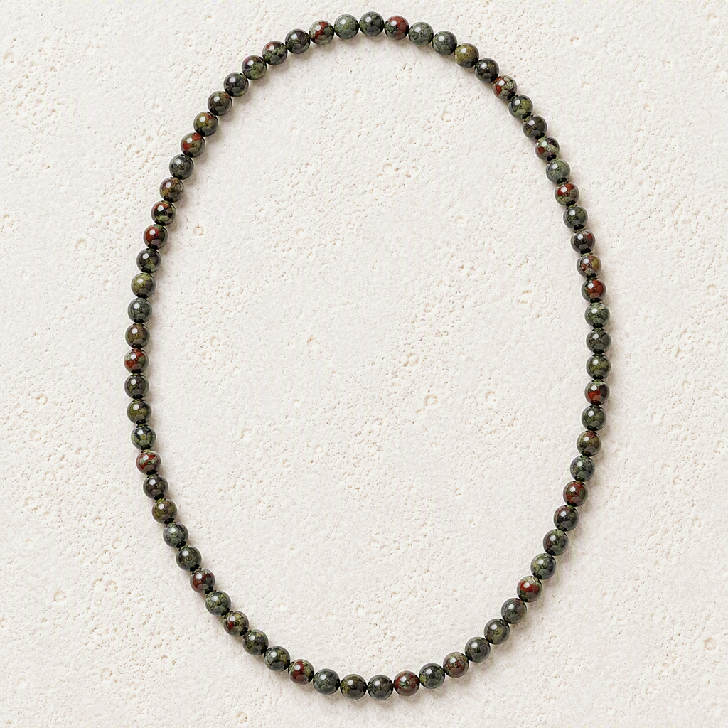 Dragon Blood Jasper Beaded Stretch Necklace 6mm - Courage, Strength Vitality